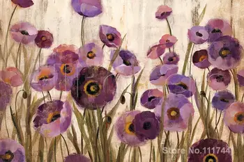 Sienos menas abstraktus, Rožinės ir Violetinės Gėlės Silvia Vassileva Paveikslų namų dekoro Rankų darbo, Aukštos kokybės