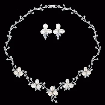 SINZRY elegantiškas vestuvių papuošalų rinkinys natūralių gėlavandenių perlų gėlių choker karoliai, auskarai apyrankės nustatyti vestuvių papuošalai aksesuaras