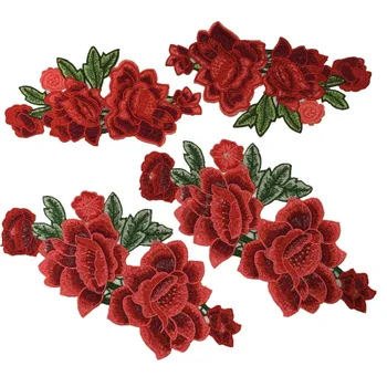 Siuvinėjimo raudona Gėlių Pleistrai, Nėrinių Audinio Fragmentais Aplikacijos, Siuvimo Reikmenys Amatų Vestuvių Suknelė Drabužių