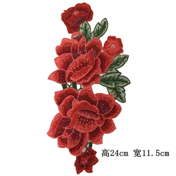 Siuvinėjimo raudona Gėlių Pleistrai, Nėrinių Audinio Fragmentais Aplikacijos, Siuvimo Reikmenys Amatų Vestuvių Suknelė Drabužių