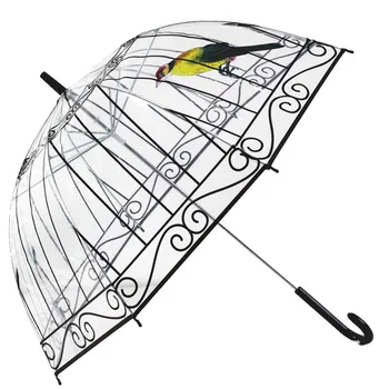 Skaidraus plastiko Aišku, PVC skėčiu lietaus kūrybos skėtis paukštis narve skėtis Ilga rankena
