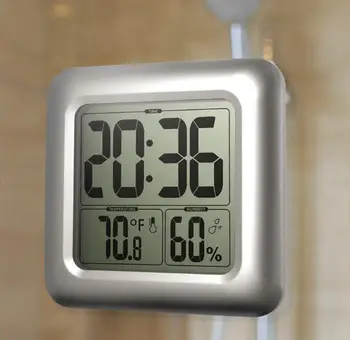 Skaitmeninis LCD Elektroninių Temperatūros Drėgmės Matuoklis C/F Termometras su Drėgmėmačiu Patalpų Lauko Laikrodis atsparus vandeniui 40% nuolaida