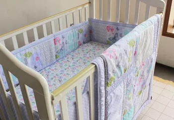 Skatinimas! 4PCS siuvinėjimas Medvilnės Antklode Kūdikių Patalynės Komplektai Vaikams Lovelę Nustatyti ,apima(bamperis+antklode+lova padengti+lova sijonas)