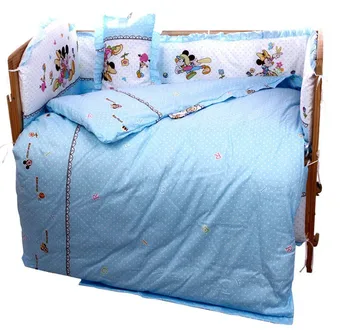 Skatinimas! 6PCS Animacinių filmų Kūdikio lovelę patalynės komplektas lovos skalbiniai, medvilnė, patalyne, lova apdaila (3bumpers+matress+pagalvėlė+antklode)