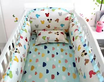 Skatinimas! 6PCS medvilnės Kūdikio Lovelę,vaikiški patalynės komplektai,lovelę medvilnės audinio antklodė jogo de cama (bamperis+lapo+pagalvė padengti)