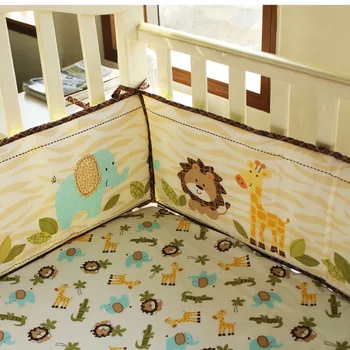Skatinimas! 7PCS išsiuvinėti animacinių filmų kūdikio bamperis kūdikių kvėpuojantis kūdikių patalynės komplektas,apimti(bamperis+antklode+lova padengti+lova sijonas)