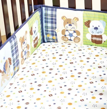 Skatinimas! 7PCS išsiuvinėti kūdikių patalynės komplektas lovelę lovos nustatyti animacinių filmų kūdikio lovelę nustatyti,apima(bamperis+antklode+lova padengti+lova sijonas)