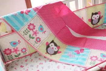 Skatinimas! 7PCS Siuvinėjimo Kūdikių patalynės komplektai Vaikams Lovelę Patalynės Komplektas medvilnės,apimti(bamperis+antklode+lova padengti+lova sijonas)
