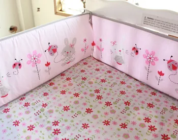Skatinimas! 7PCS siuvinėjimo Lovelė Kūdikių Patalynės Spausdinimo Lovelę Patalynės Komplektas,apimti(bamperis+antklode+lova padengti+lova sijonas)