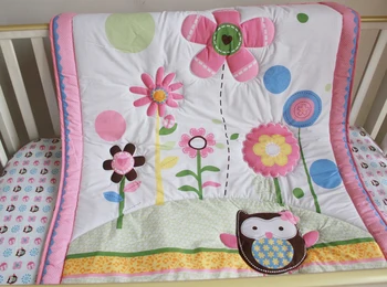 Skatinimas! 7PCS siuvinėjimo vaikiška Lovelė Patalynės komplektas kūdikiui, pagalvė ,apimti(bamperis+antklode+lova padengti+lova sijonas)