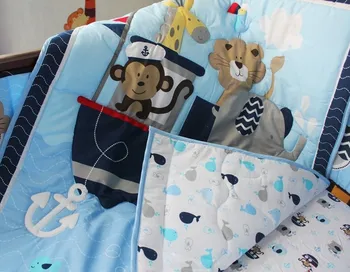 Skatinimas! 8PCS siuvinėti Lovelę Kūdikių Patalynės Komplektas Medvilnės Spausdinti Lovelė Antklodė,(4bumper+antklode+lova padengti+lova sijonas+vystyklų krepšys)