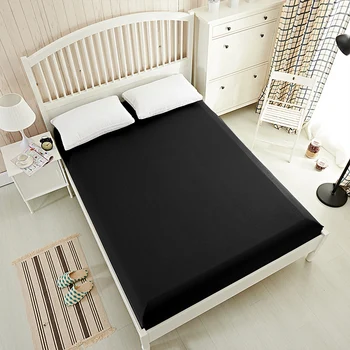 Solid color fitted sheet bed Sheet King bedsheet bedding,bed linen,bed mattress cover White Gray Black Yellow