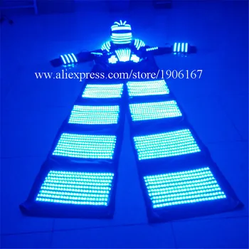 Spalvinga LED Šviesos Statramstis Roboto Kostiumas Su LED Šalmas Apšviestas Drabužius Auga Šviesos Kryoman Salė, Robotas Tiktų