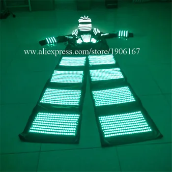 Spalvinga LED Šviesos Statramstis Roboto Kostiumas Su LED Šalmas Apšviestas Drabužius Auga Šviesos Kryoman Salė, Robotas Tiktų
