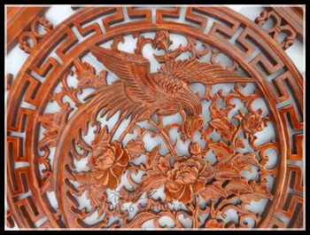 Specialus pasiūlymas Dongyang woodcarving Phoenix dėvėti Bijūnas Aikštėje gyvenimo kambario sienos kabo pakabukas housewarming dovana medienos 80CM