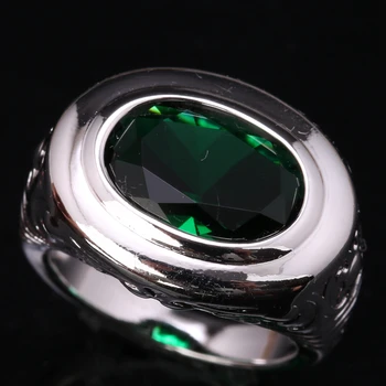 Spindintis Ovalo formos Žalios Kubinių zirconia Brangakmenių 925 Sterlingas Sidabro Jewelrys Solitaire Žiedai MUMS# Dydis 6 7 8 9 S1450
