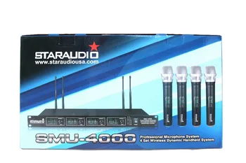 STARAUDIO 4CH UHF Wireless DJ Etapas Baļnyćiai Klubas Skaitmeninis LCD Ekranas Nešiojamą Mikrofonų Sistema Mic SMU-4000A