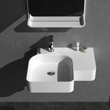 Stačiakampio formos vonios kambarys kieto paviršiaus akmens skaitiklis viršuje Laivo kriaukle mados Corian praustuvas RS38184