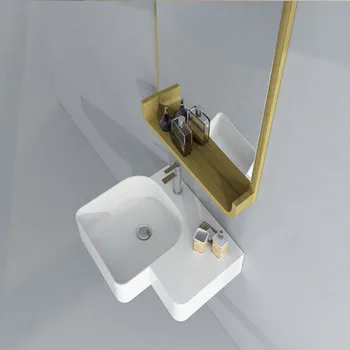 Stačiakampio formos vonios kambarys kieto paviršiaus akmens skaitiklis viršuje Laivo kriaukle mados Corian praustuvas RS38184