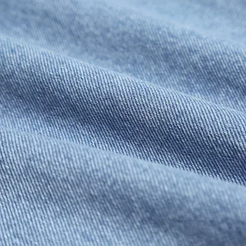 STH900 Naują Atvykimo Pavasario 2017 trumpas atsitiktinis mados negabaritinių x ilgas, šviesiai mėlyna džinsinio marškinėliai tranšėjos paltai moterims