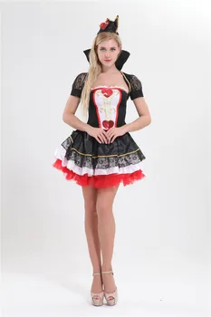 Suaugusiųjų Alisa Stebuklų šalis seksualus Širdžių Karalienė kostiumai Moterų fantasias suknelė filmo cosplay helovinas didmeninė S-2XL