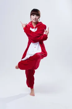 Suaugusiųjų Flanelė Kigurumi Raudona Paukščių, Gyvūnų Cosplay Kostiumų Unisex Onesie Pižama Halloween Carnival Maskuotis Šalis Jumpsuit