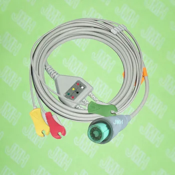 Suderinama su 12pin Fukuda Denshi EKG Aparatas vientisas 3 jungiamuoju kabeliu ir įrašą leadwire,IEC ar AHA.
