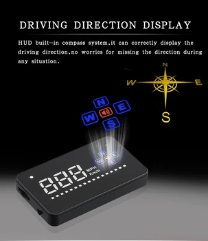 Suderinama su Visais Automobilių Greitis Projektorius GPS Skaitmeninis Automobilių Spidometro A2 Elektronika Head Up Display Auto HUD prekinis, galinis Stiklo Projektorius