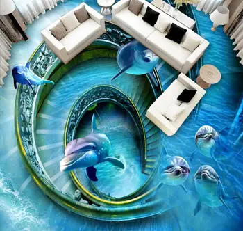 Sukasi Delfinų Gyvūnų Pasaulyje 3d Lubų Freskomis, Tapetai, gyventi, Kambario, miegamojo 3D Sienų dokumentai Namų Dekoro neaustinių Lubų