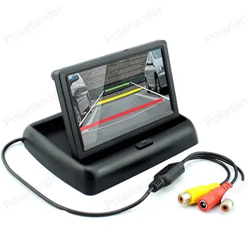 [] Sulankstomas TFT LCD ekranas pridėti CCD Automobilio Kamera, Naktinio Matymo Automobilį Atbuline Galinio vaizdo Ekranas 4.3 colių