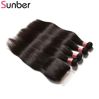 Sunber Plaukus Remy Peru Plaukų Ryšulius Su Uždarymo Natūralių Plaukų Priauginimas Vienas Gabalėlis Nėrinių Uždarymas Su 4 Ryšulių Kalbama