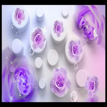 Svajonė Pink Purple Rose 3D Tapetai Sienos 3d tapetų Muarl Derliaus Dekoratyvinis Dažymas Fone Namų Tobulinimas