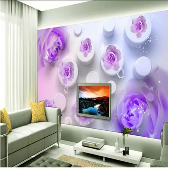 Svajonė Pink Purple Rose 3D Tapetai Sienos 3d tapetų Muarl Derliaus Dekoratyvinis Dažymas Fone Namų Tobulinimas