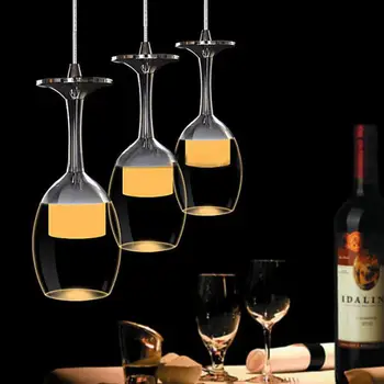 Svitz LED wine glass Pendant lamps for Dining Room Home Led luminaria 110-240V 2017 New cord hanging Acryl cup Pendant lights
