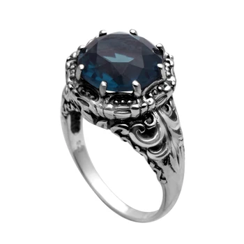 Szjinao Vintage Papuošalai Antikvariniai Žiedas Victoria Kate Princesė Mėlynas Safyras Vestuvinis Žiedas 925 Sterlingas Sidabro Žiedai Moterims