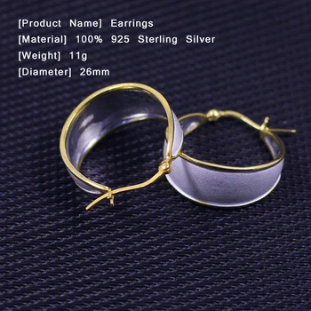 Tailandas rankų darbo papuošalai 925 sterlingas sidabro, aukso spalvos šlifuoto minimalistinės mados moteris auskarai 2018 dovana Kovo 8