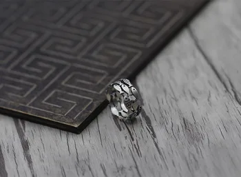 Taiyin asmenybės tuščiaviduris žiedas S925 sidabro papuošalai pastatyti mažųjų ir senovinių retro stiliaus žiedas
