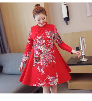 TAJIYANE 2018 Nauja Raudona Juoda Kinijos Moterų Suknelė Cheongsam Pakeisti Seksualus Qipao Gėlių Atsitiktinis Suknelė, Dydis S - 3XL Viršų Pardavimo LD227