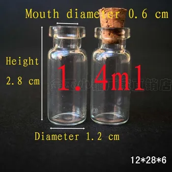 Talpa 1.4 ml (12*28*6 mm) 500pcs/daug Norinčių butelio kamštis stiklinis butelis,stiklainiu,mini stiklo butelių kamščiai
