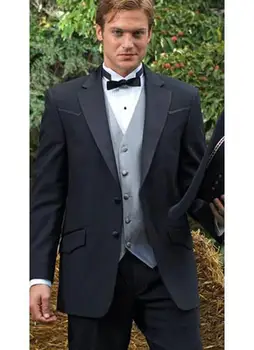 Tamsiai mėlyna 2018 kaip geriausias vyras/tinkamas žmogus tiktų suknelė vestuvių naktį kostiumas (striukė + kelnės + kaklaraištis + liemene)