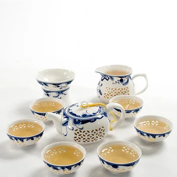 TANGPIN drinkware kavos ir arbatos rinkiniai,mėlyna ir balta keramika virdulys arbatinukas gaiwan arbatos puodelis puer kinijos kung fu arbatos rinkinys