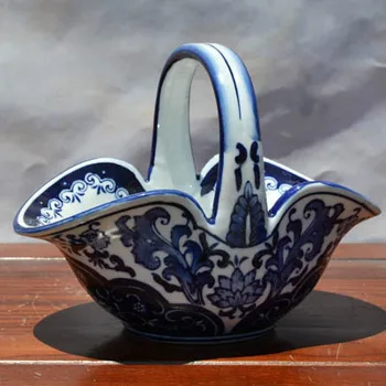 Tao Caicai mėlynos ir baltos arba mėlynos ir baltos spalvos porceliano dekoratyvinis krepšelį krepšelio klasikinis Kinų stiliaus apdaila deco