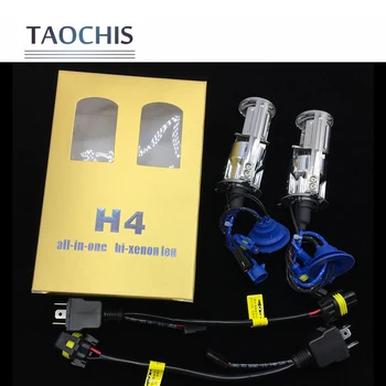 TAOCHIS 2x 55W H4 LHD Bi-Xenon Lemputės Lossless HID Lemputės Šviesos Lempos Hi/Lo Šviesų Žibintų su Mini Projektoriaus Objektyvas 4300K 6000K