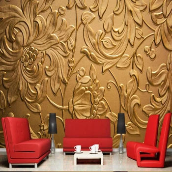 Tapetai, Prabangūs Sienų Dangos Aukso Abstraktūs Tapetai, Daisy Kultūros Namų Projektavimas Kambarį Sėdi Kambaryje Dizaino Studija