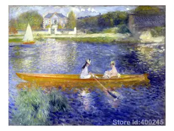 Tapyba Valtys Su Skiff La Yole Pierre Auguste Renoir dauginti, drobė meno rankomis dažyti Aukštos kokybės