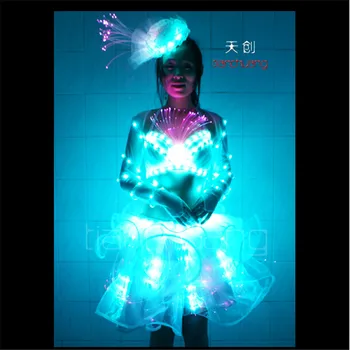 TC-39 Full LED kostiumai baras pilvo šokių sijonas spalvingų sportinių šokių led audiniu programuojami dainininkė nešioja vestuvių suknelės
