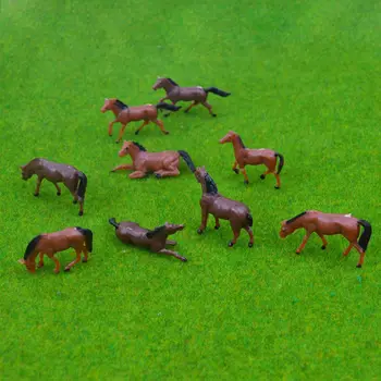 Teraysun 100vnt HO Masto dažytos Ūkio Gyvūnai Arkliai Miniatiūriniai Plastiko Masto Modelis Arklys 1:150