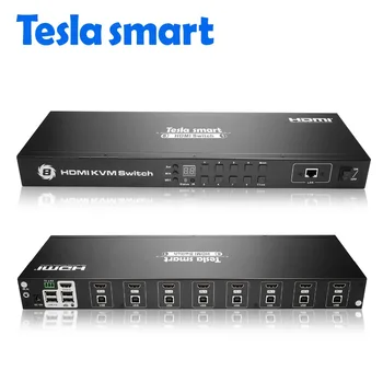 Tesla smart 2018 KVM USB HDMI Switch 8 Port KVM HDMI Switcher KVM Switch HDMI Paramos 3840*2160/4K 2 Vnt Stovo Ausys Standartinės 1U