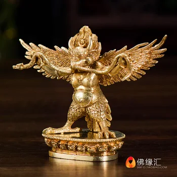 Tibeto Budizmas 7 cm aukščio vario visą auksą, Dapeng aukso sparnuotas paukštis Budos dharma statula
