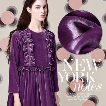 Tik karšto pardavimo Prabanga 2016 naujus vadovus natūralaus šilko georgette aksomo audinio suknelė, švelnus grynas violetinė šviesi medžiaga tissu